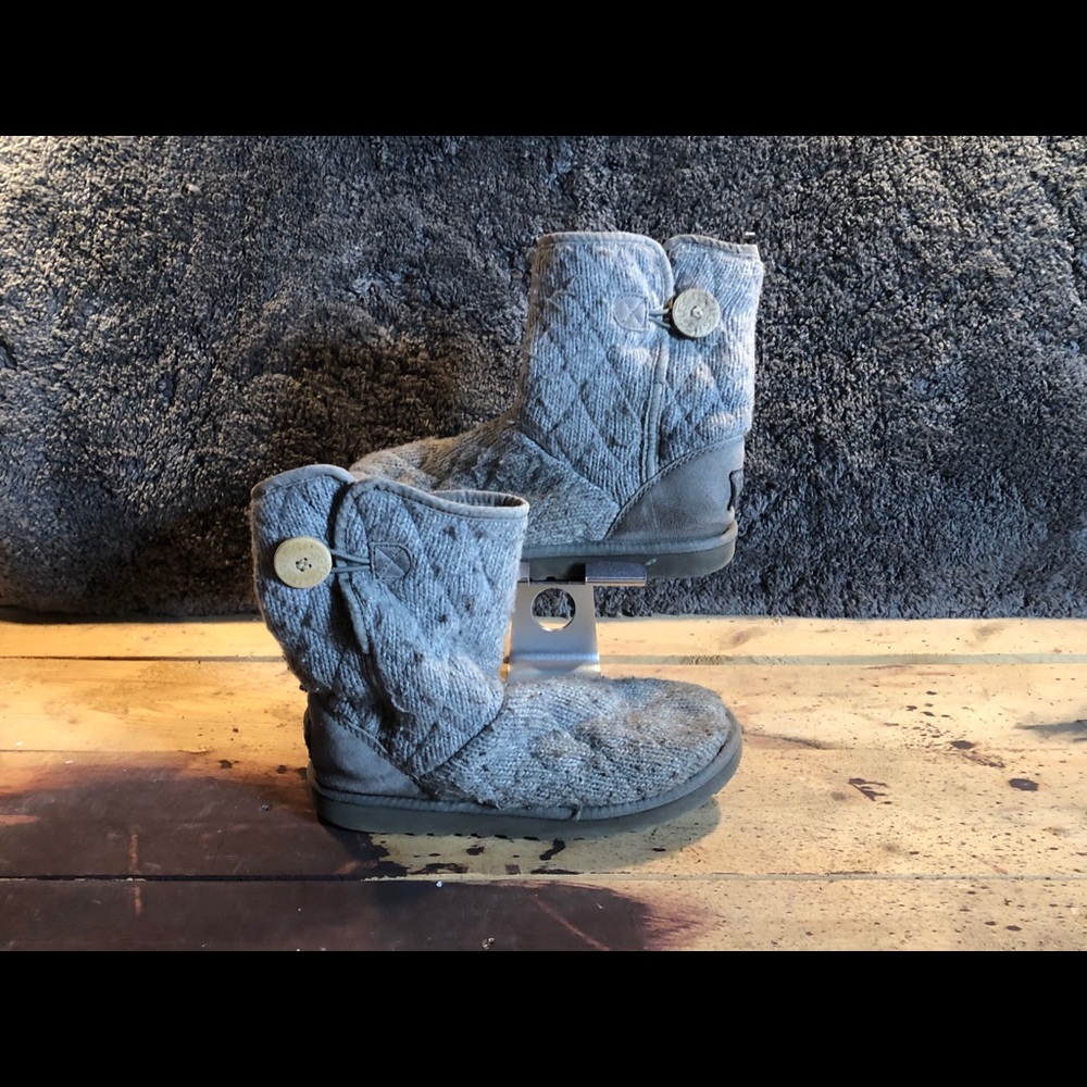 Grey Bailey Button knit short UGG Boots